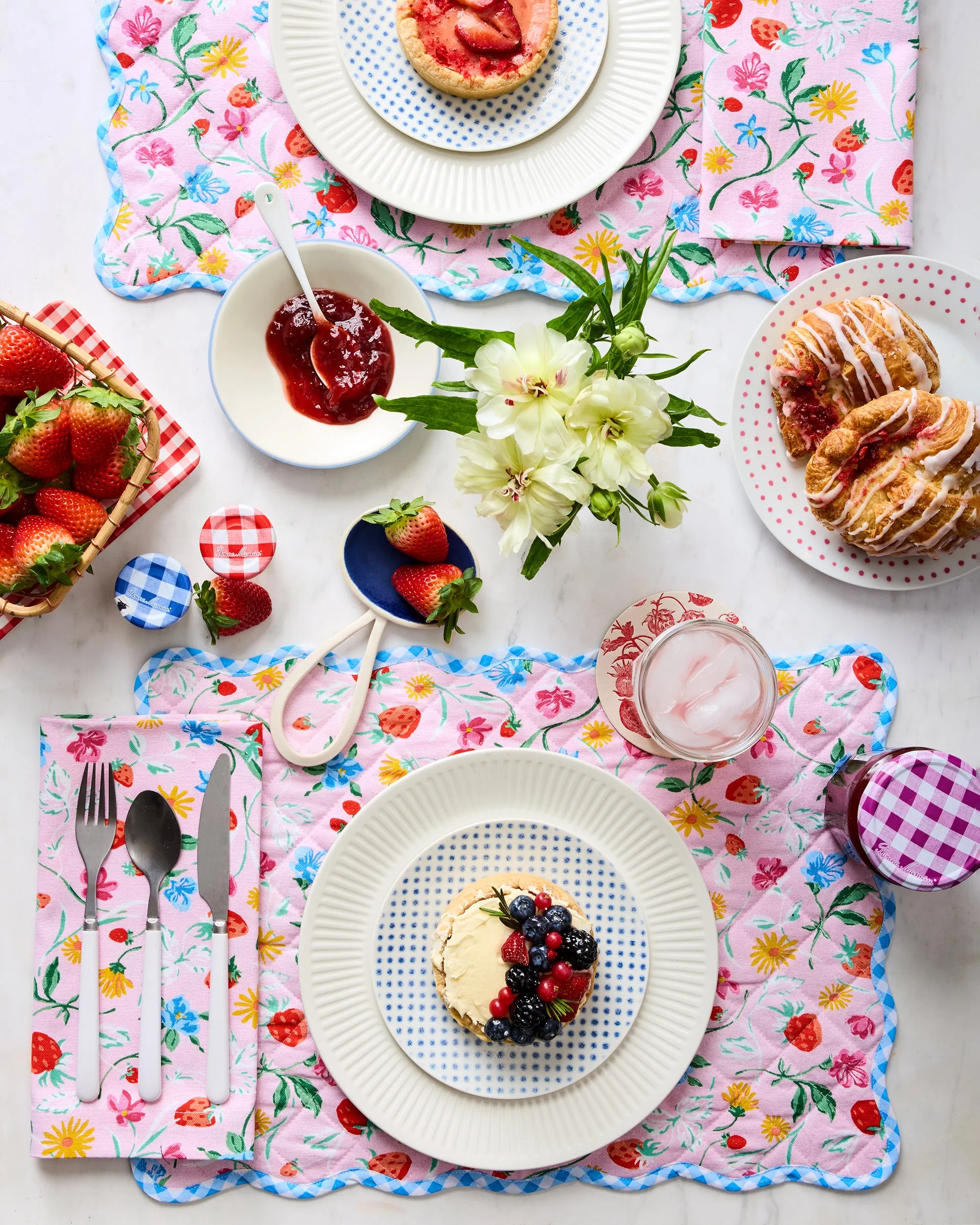 Strawberry Vines - Placemats Set Of 4 - Blush