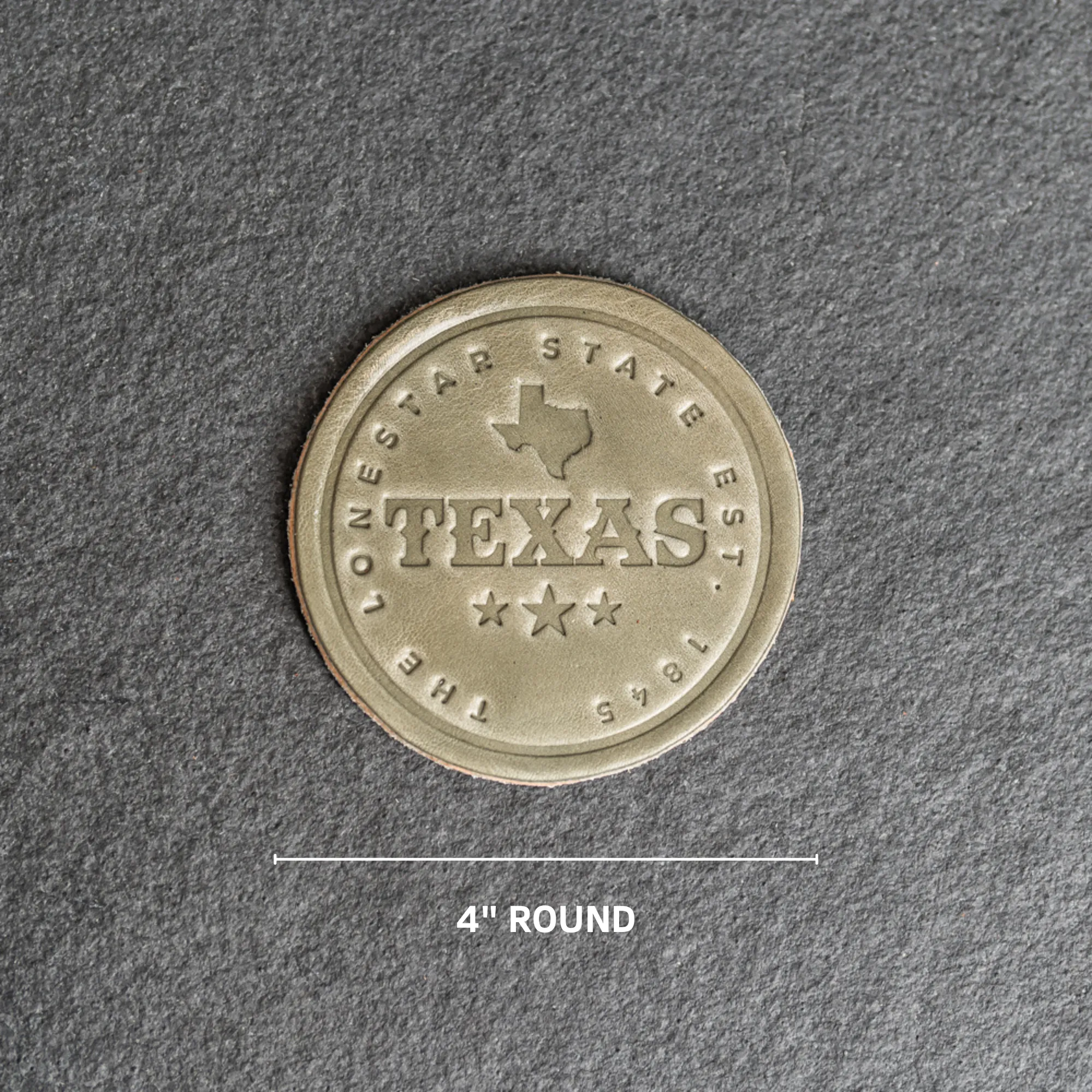 Texas Leather Coasters - 4" Round - Sold individually or as a Set of 4