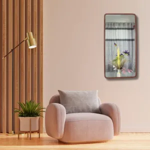 TINITALO Modern Elegance Rectangular Wall-Mounted Mirror Metal Framed Wall Mirror Bathroom Mirror Living Room Mirror Home Decor Mirror 18 x 36 Inches Color Copper MF 95