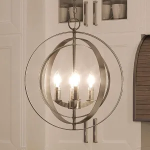 UHP2323 Luxe Industrial Chandelier, 18-3/8"H x 16"W, Brushed Nickel Finish, Arezzo Collection