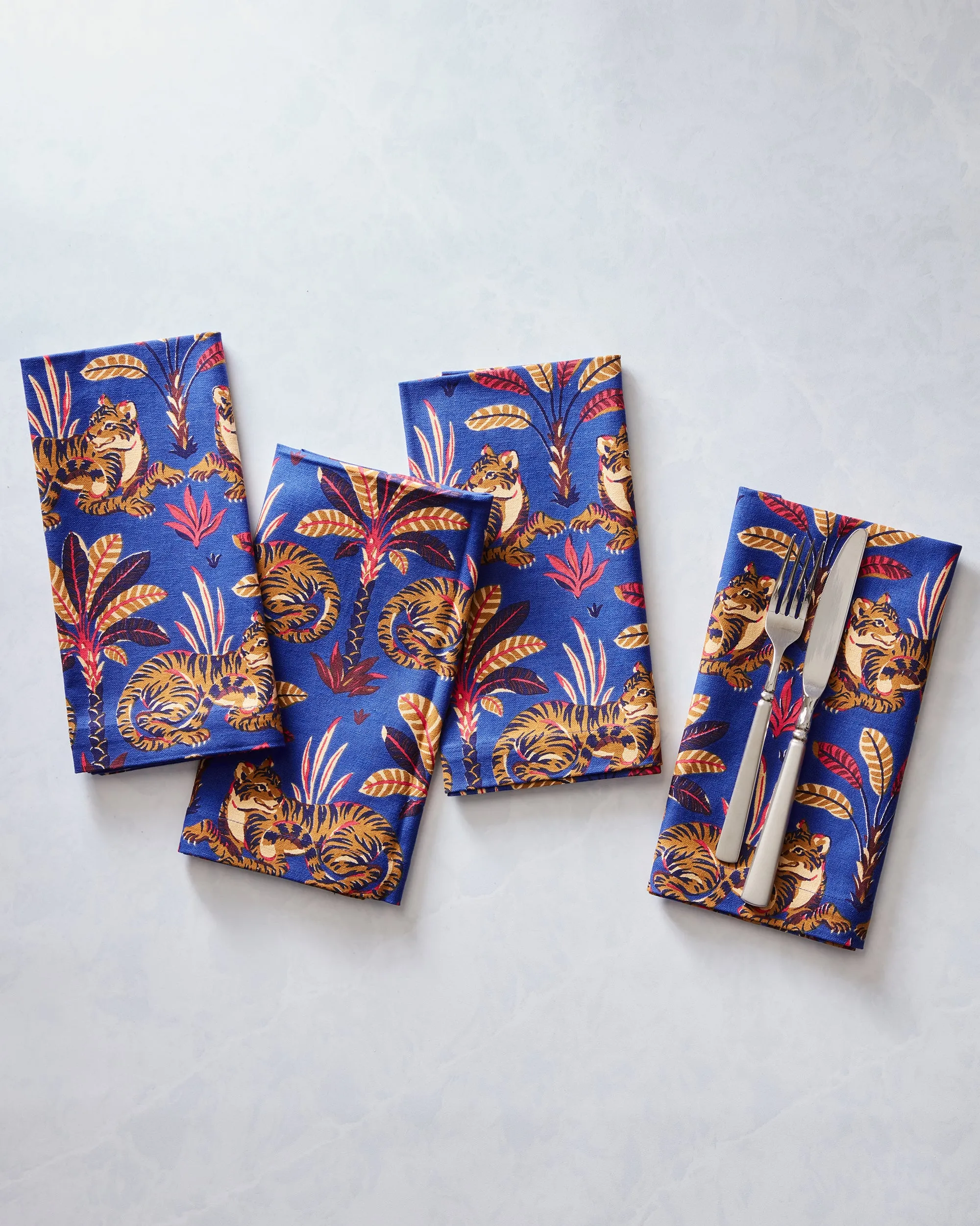 Untamed Tiger - Dinner Napkins Set Of 4 - Grape Soda