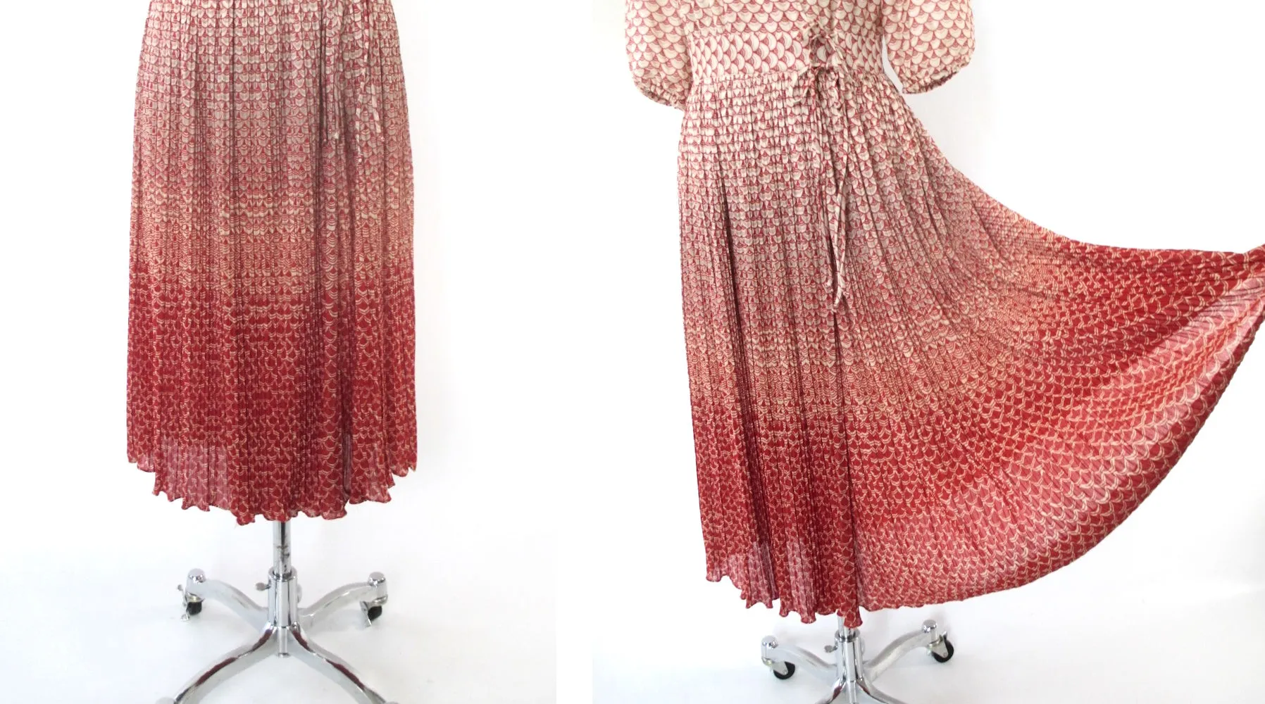 Vintage 70s Ombre Sheer Wrap Dress S