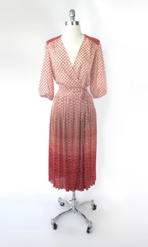 Vintage 70s Ombre Sheer Wrap Dress S