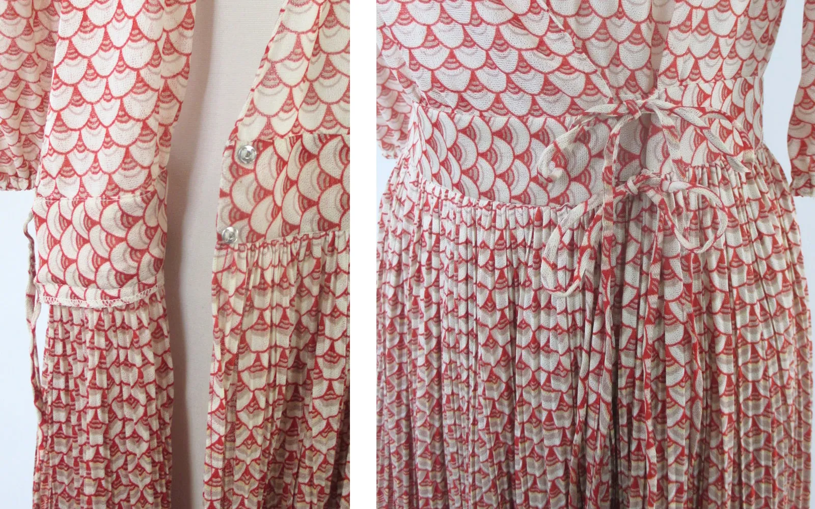Vintage 70s Ombre Sheer Wrap Dress S