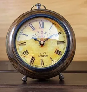 Vintage-Inspired Table Clock with Roman Numerals, Antique Design Decor Clock for Living Room or Office