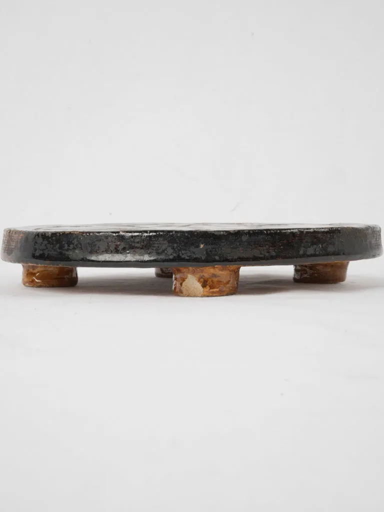 Vintage terracotta trivet - dark brown 1¼"