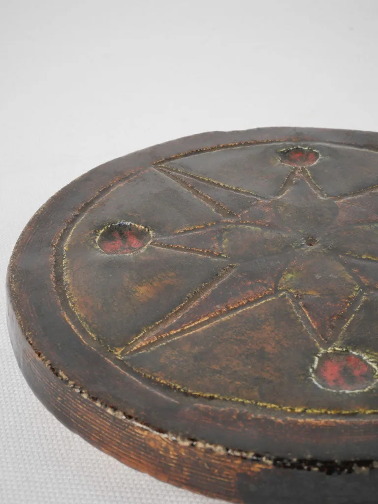 Vintage terracotta trivet - dark brown 1¼"