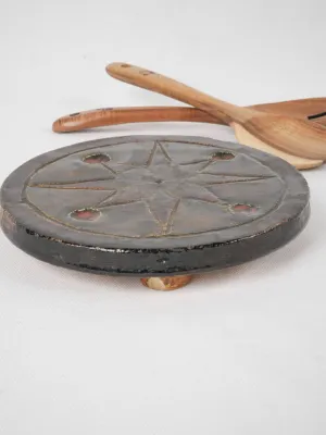 Vintage terracotta trivet - dark brown 1¼"