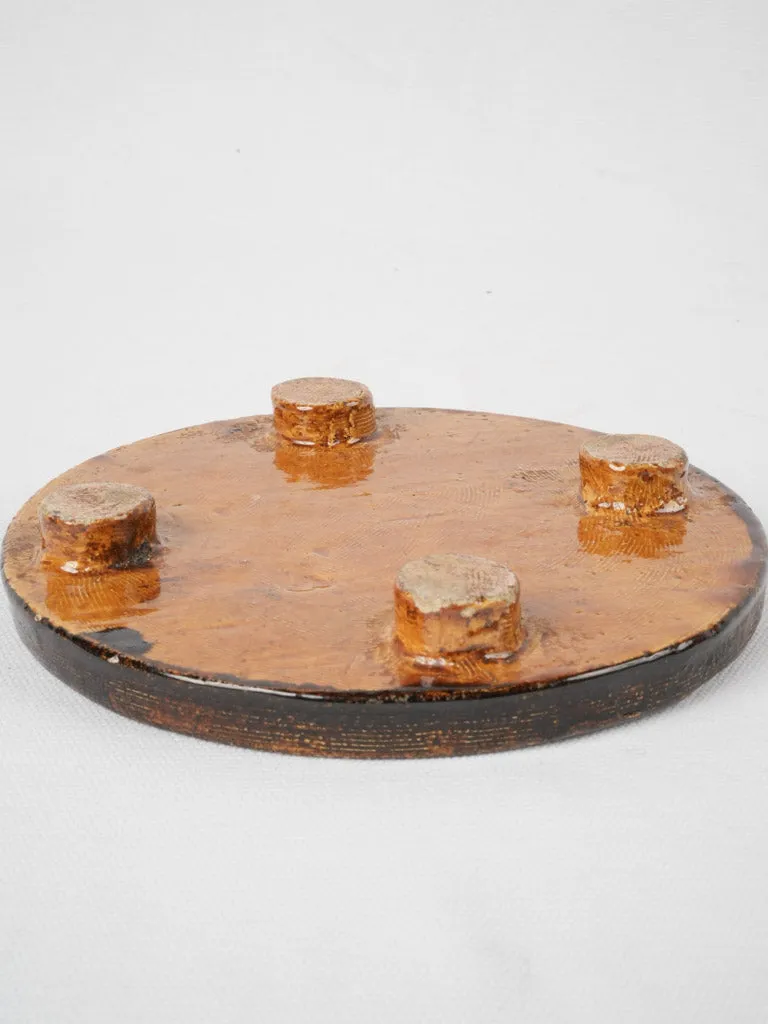 Vintage terracotta trivet - dark brown 1¼"