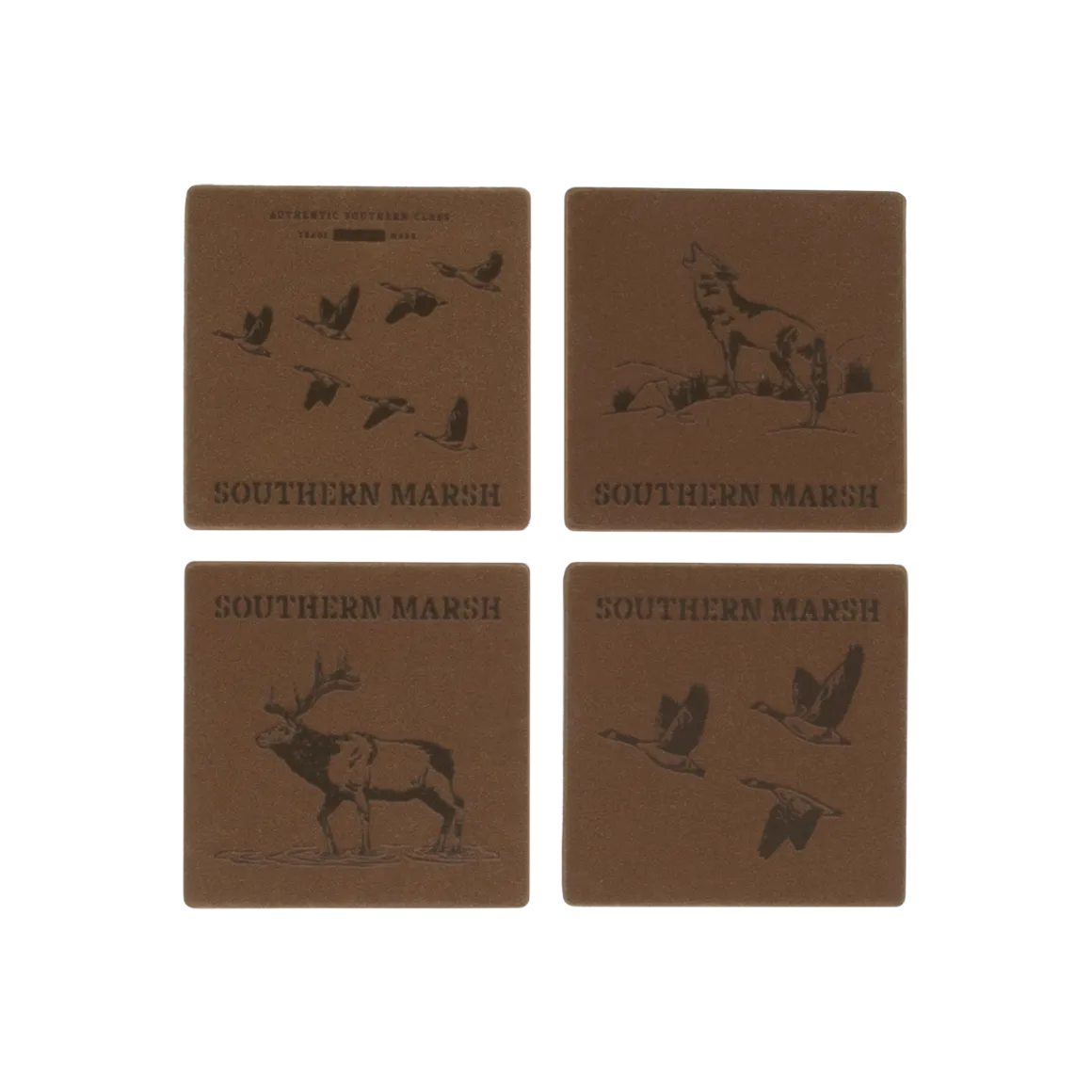 Waxed Canvas Coaster Set - Etched Animals